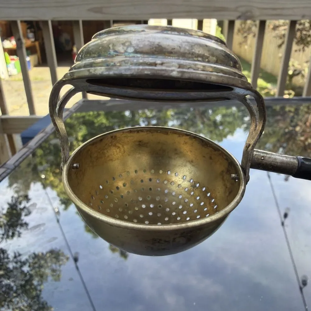 Antique Victorian Tea Strainer & Drip Bowl Tray Benedict Hatch Goddard BHG 1880s